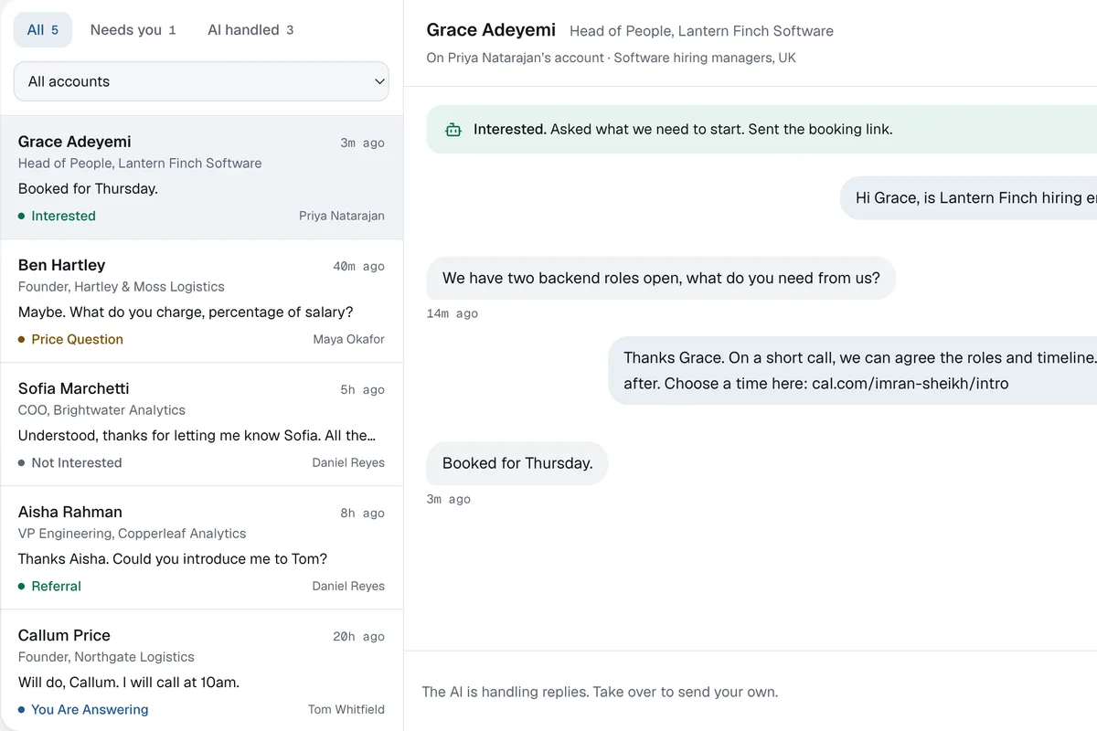 One inbox for every account, shown with sample data